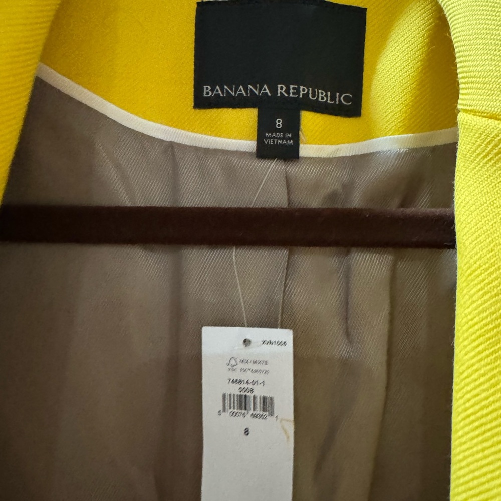 Banana Republic Long Wool Sculpt Blazer Yellow Size 8 NWT - Picture 9 of 13